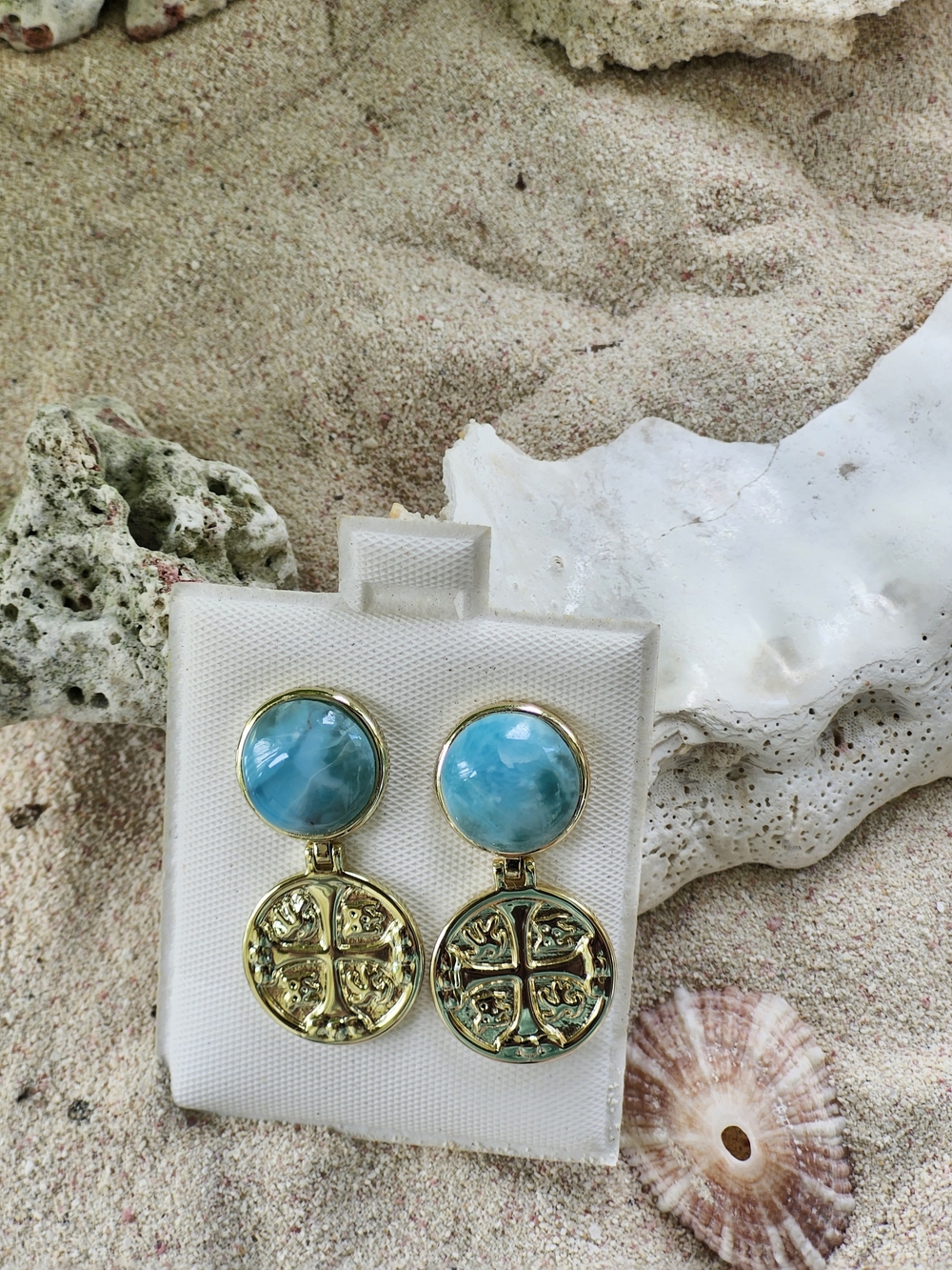 Gold and Turquoise Drop Earrings - Women Jewelry
